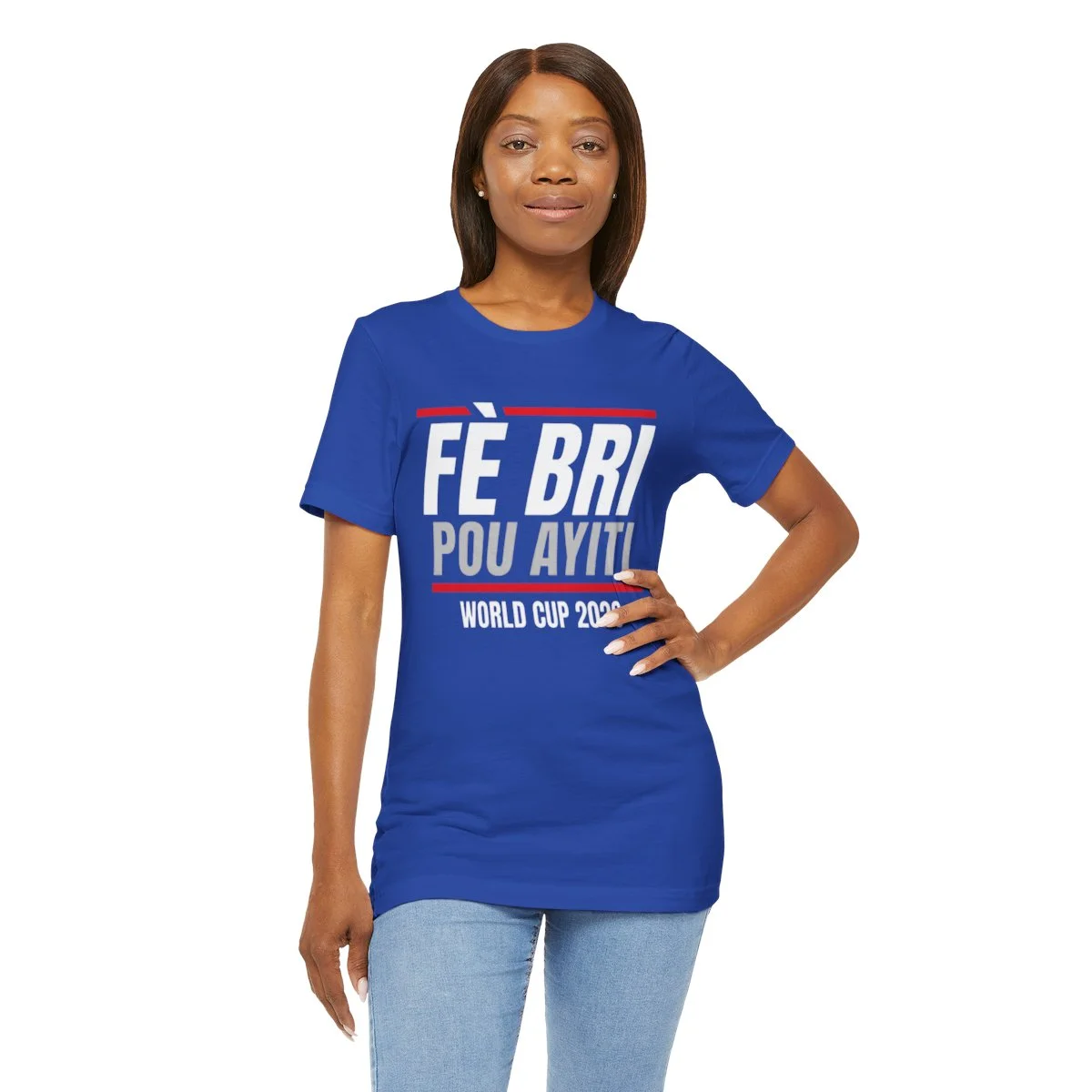 Woman wearing Haiti World Cup 2026 Tee